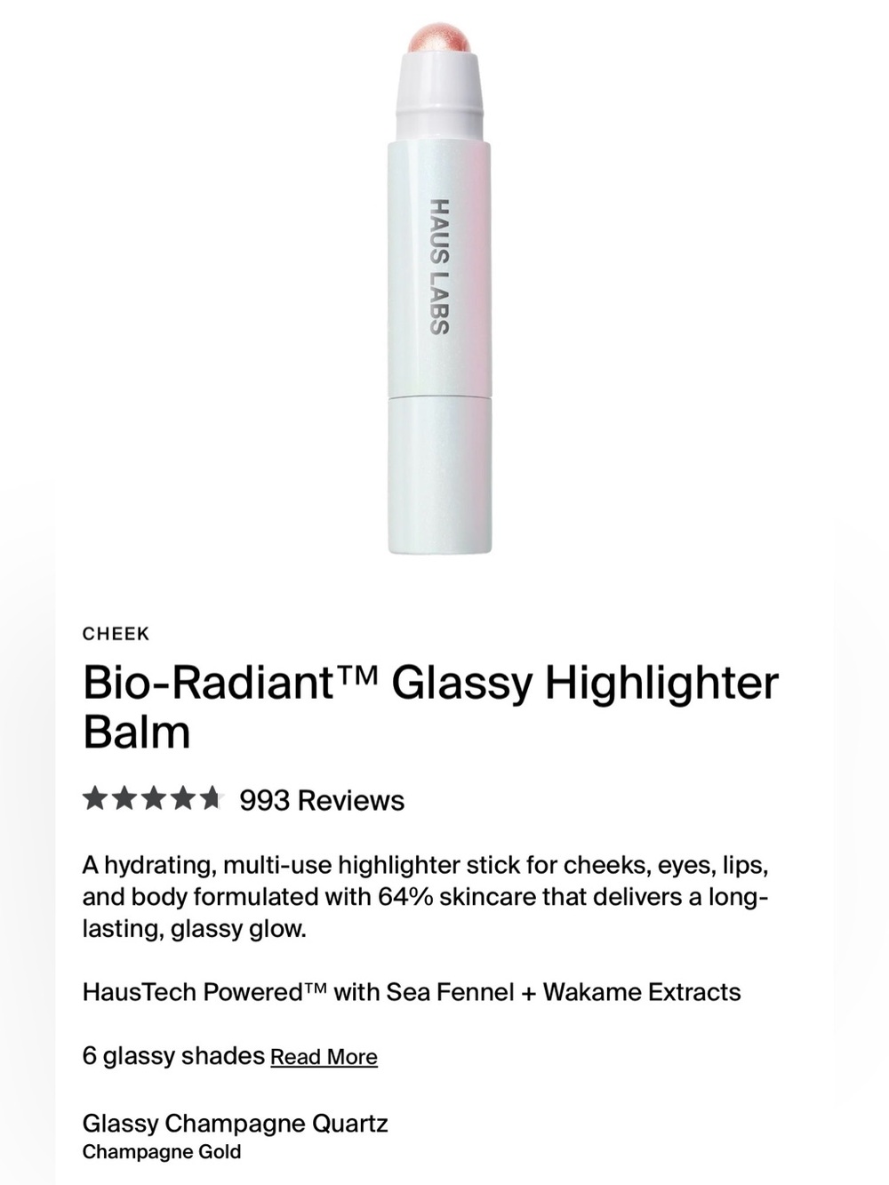 Haus Labs Bio-Radiant™ Glassy Highlighter Balm — glassy champagne quartz
